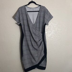 Elegant Black and White Plaid Dress